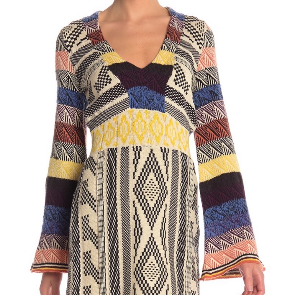 🍂🍁Free People Patchwork Sweater Dress - NWOT